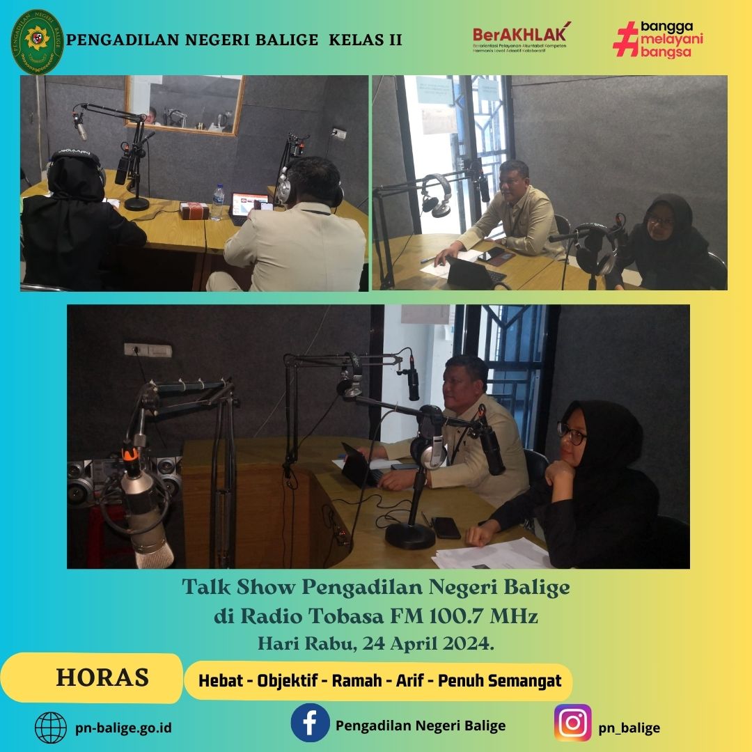 Talk Show Pengadilan Negeri Balige di Radio Tobasa FM 100.7 MHz 